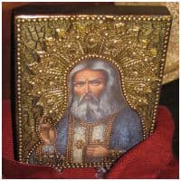 Икона Серафим Саровский Ручная роспись Номерная 23X18 см Подарочная упаковка Россия