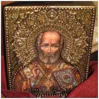 Икона Святитель Николай Чудотворец Ручная роспись Номерная 23X18 см Подарочная упаковка Россия