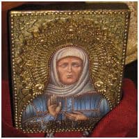 Икона Святая Матрона Московская Ручная роспись Номерная 23X18 см Подарочная упаковка Россия