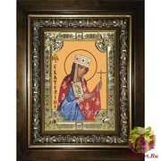 Икона освященная &quot;Екатерина великомученица&quot;, 18x24 см, со стразами, в деревянном киоте 24x30 см, 24x30 см