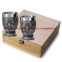 Два бокала для вина в подарочной упаковке серия Сбор Винограда оловянная посуда Artina Австрия