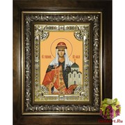 Икона освященная &quot;Ольга равноапостольная великая княгиня&quot;, 18x24 см, со стразами, в деревянном киоте 24x30 см, 24x30 см