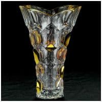 Ваза для цветов хрустальная с золотым декором Высота 35 см Ручная работа Италия