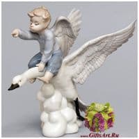 Ангел на лебеде - Вперёд!. Фарфор. Высота 19 см. Подарочная упаковка