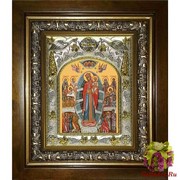 Икона освященная &quot;Всех скорбящих Радость икона Божией Матери&quot;, 14x18 см, в деревянном киоте 20x24 см, 20x24 см