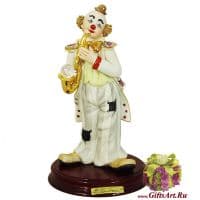 Клоун саксофонист. Фарфоровая цветная скульптура. Высота 31 см. Sabadin Италия