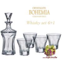 Набор штоф и 6 бокалов для виски. Богемское стекло Crystalite Bohemia. Чехия