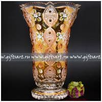 Ваза для цветов хрусталь с золочением 35,5 см Ручная работа Чешский хрусталь