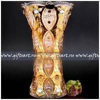 Ваза для цветов хрусталь с золочением 35,5 см Ручная работа Чешский хрусталь