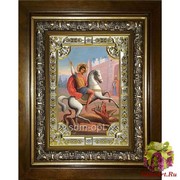 Икона освященная &quot;Чудо Георгия о змие&quot;, 18x24 см, со стразами, в деревянном киоте 24x30 см, 24x30 см