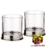 Бокалы для двойного виски из хрусталя и олова ручной работы 2 штуки 9,5 см, 0,42 л. Cosi Tabellini Италия