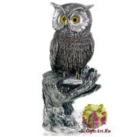 Скульптура Филин на ветке. Посеребрение. Высота 24 см Италия