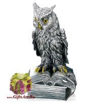 Скульптура Филин на книгах. Посеребрение. Высота 20 см Италия