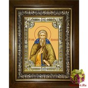 Икона освященная &quot;Сергий (Сергей) Радонежский преподобный&quot;, 18x24 см, со стразами, в деревянном киоте 24x30 см, 24x30 см