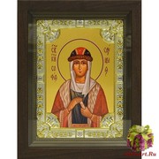Икона освященная &quot;София Слуцкая&quot;, дерево, серебро 925, 18x24 см, со стразами, в деревянном киоте 24x30 см, 24x30 см