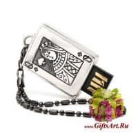 Флэшка из серебра Дама Пик флешка 32Гб. Серебро 925 пробы. Россия.