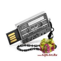 Флэшка из серебра Кассета МК-60 флешка 32Гб. Серебро 925 пробы. Россия.