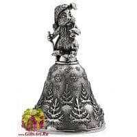 Колокольчик из серебра Зайка с подарками. Серебро 925 пробы. Россия.