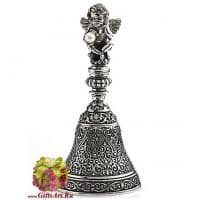 Колокольчик из серебра Ангел с жемчужиной на ладоне. Серебро 925 пробы. Россия.