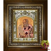 Икона освященная &quot;Афанасий Великий Александрийский,святитель&quot;, 14x18 см, в деревянном киоте 20x24 см, 20x24 см