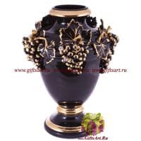 Ваза &quot;Грозди чёрного винограда&quot; Высота 42 см стразы керамика Стелла Италия