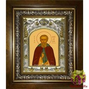 Икона освященная &quot;Феодосий Печерский преподобный&quot;, 14x18 см, в деревянном киоте 20x24 см, 20x24 см