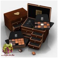 Набор элитных шоколадных конфет ручной работы Свадебная коллекция AMBROSIA 168. Деревянная упаковка. Франция