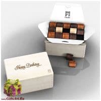 Набор элитных шоколадных конфет ручной работы Коллекция С Днём Рождения ZENITH. Деревянная упаковка. Франция