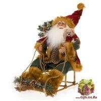 Санта Клаус с мишкой на санях везут подарки Высота 50 см RF-Collection Германия