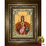 Икона освященная &quot;Державная икона Божией Матери&quot;, 18x24 см, со стразами, в деревянном киоте 24x30 см, 24x30 см