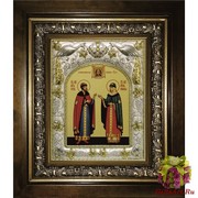 Икона освященная &quot;Петр и Феврония благоверные&quot;, в киоте 20x24 см, 20x24 см