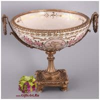 Фруктовница Имперская. Фарфор и бронза. Ручная работа. Высота 26 см