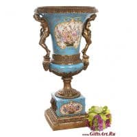 Ваза напольная большая. Фарфор и бронза. Ручная работа. Высота 100 см
