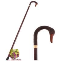 Трость из дерева с ручкой из акрила. Серая шейка. Италия