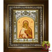 Икона освященная &quot;Владимирская икона Божией Матери&quot;, 14x18 см, в деревянном киоте 20x24 см, 20x24 см