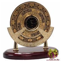 Часы настольные Sextan. Дерево, латунь, золочение 24 карата. Credan Испания