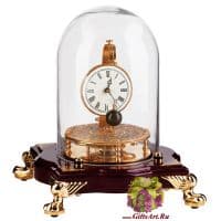 Часы настольные Фуко Focault Pendulum. Дерево, латунь, золочение 24 карата. Credan Испания