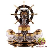 Набор для коньяка Мыс Горн &quot;Cape Horn&quot; Графин и 6 бокалов хрусталь и золочение 24 карата. Credan Испания