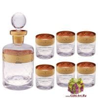 Набор для виски &quot;Whisky&quot; Графин и 6 бокалов хрусталь и золочение 24 карата. Credan Испания