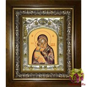 Икона освященная &quot;Владимирская икона Божией Матери&quot;, 14x18 см, в деревянном киоте 20x24 см, 20x24 см