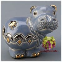 Cтатуэтка Бегемотик из Ноева ковчега. Керамическая фигурка De Rosa Rinconada Длина 6 см