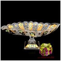 Ваза для фруктов фруктовница хрусталь с золочением 45 см Ручная работа Чешский хрусталь