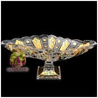 Ваза для фруктов фруктовница хрусталь с золочением 38 см Ручная работа Чешский хрусталь