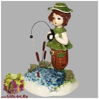 Фарфоровая фигурка Рыбак. Италия. Zampiva. Высота 14,5 см