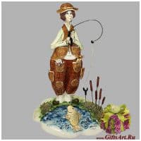 Фарфоровая фигурка Рыбак-спортсмен. Италия. Zampiva. Высота 23 см