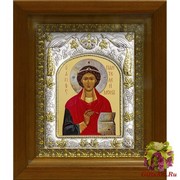 Икона освященная &quot;Пантелеймон великомученик и целитель&quot;, 14x18 см, в деревянном киоте 20x24 см, 20x24 см