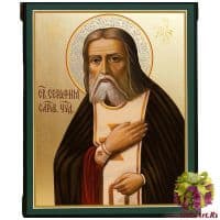Икона Серафим Саровский рукописная. Размер 15 х 18 см. Россия