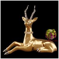 Золотой олень. Керамика, позолота, стразы Сваровски. Длина 19 см. Ahura. Италия