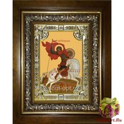 Икона освященная &quot;Чудо Георгия о змие&quot;, 18x24 см, со стразами, в деревянном киоте 24x30 см, 24x30 см