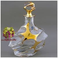 Графин штоф 850 мл. Хрусталь с золочением. Чешский хрусталь